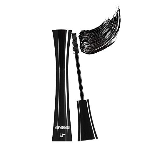 IT Cosmetics Superhero Mascara – Volumizing and Lengthening Black Mascara – Buildable Lash Volume with Collagen, Biotin & Peptides – Lifting & Curling Formula – Suitable for Sensitive Eyes