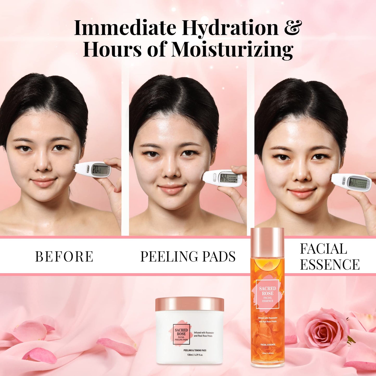 K BEAUTY SACRED ROSE FACIAL ESSENCE Face Brightening Serum Infused with Rose Water and 6 Types of Hyaluronic Acid Serum for Face Provides Intense Hydration for Fresh, Dewy Look