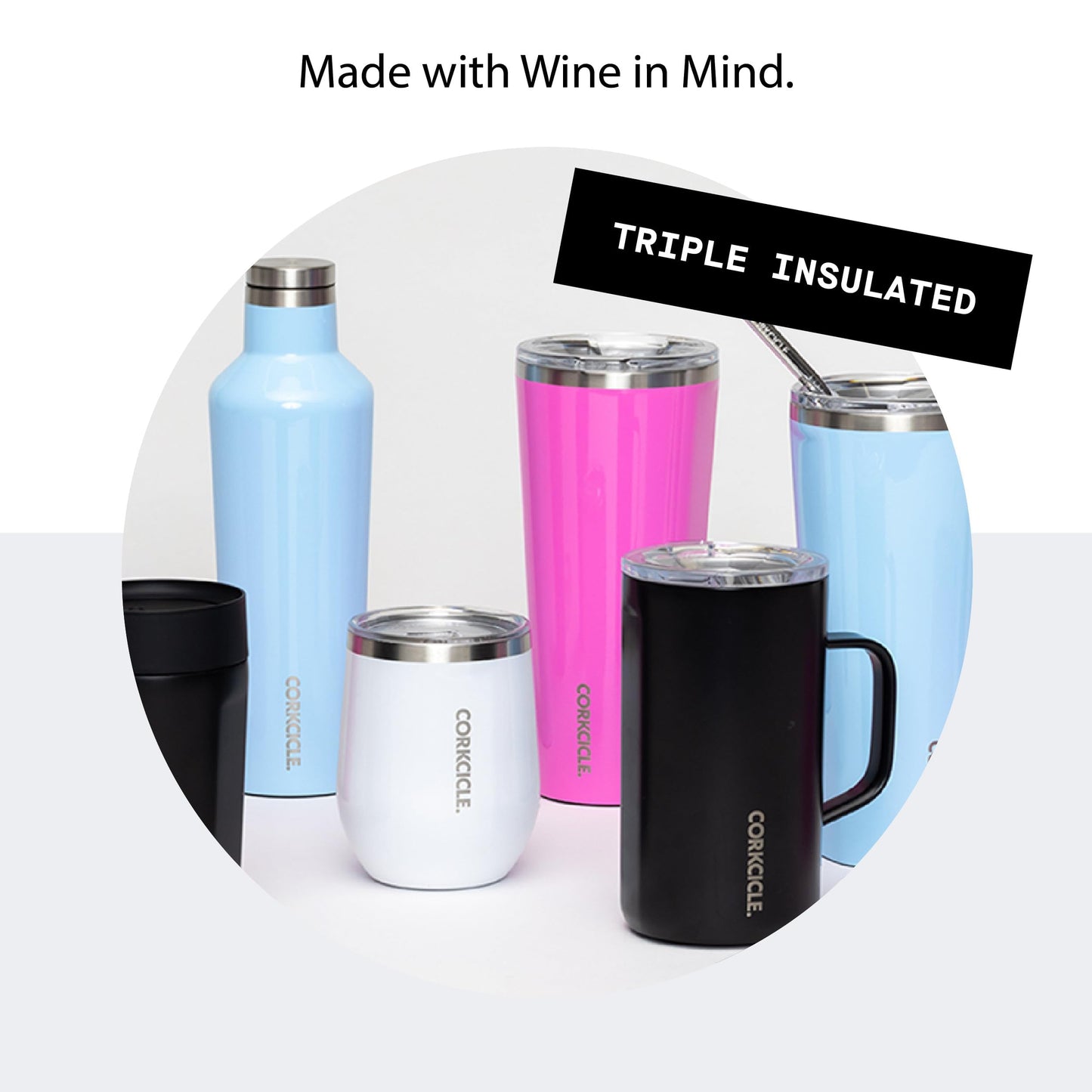 Corkcicle Stemless Insulated Wine Glass Tumbler, 12 oz – Stainless Steel Stemless Wine Glass Keeps Beverages Cold for 6 Hrs, Hot for 3 Hrs