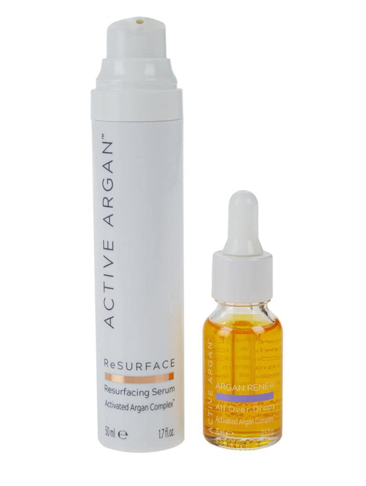 Active Argan ReSurFace Serum 1.7 oz & All Over Drops 0.5 oz Set, White