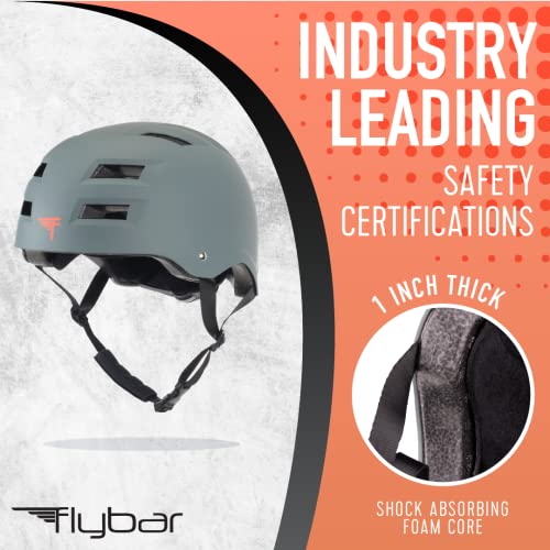 Flybar Bike Helmet- Multi Sport Dual Certified Adjustable Dial, Lightweight Skateboard Helmet, Roller Skating, Pogo, Electric Scooter, Snowboard, Boys and Girls Kids- Adults Helmets