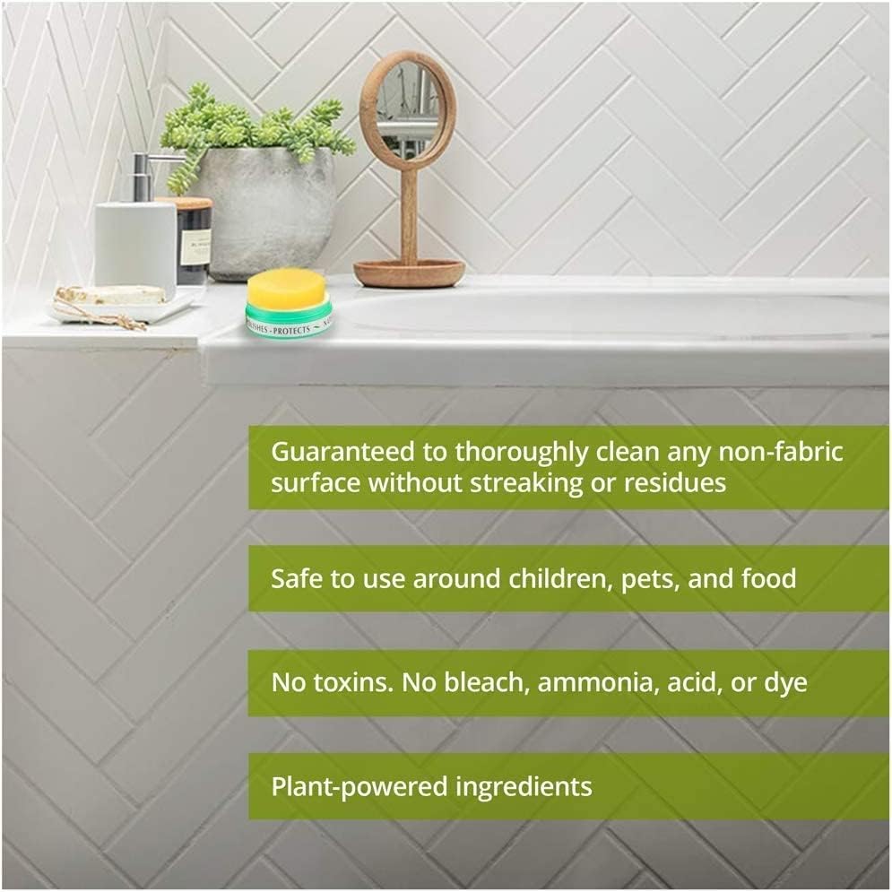 Earth Brite All Natural Multipurpose Cleaner for Bathroom, Floor, Kitchen and More | 300g Natural Clay Tub + Sponge (2-Pack) Includes Bonus Diamond Towel Cleaning Supplies Kit