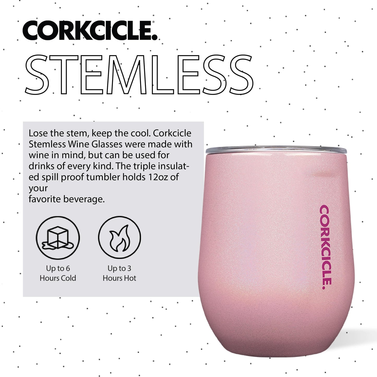 Corkcicle Stemless Insulated Wine Glass Tumbler, 12 oz – Stainless Steel Stemless Wine Glass Keeps Beverages Cold for 6 Hrs, Hot for 3 Hrs