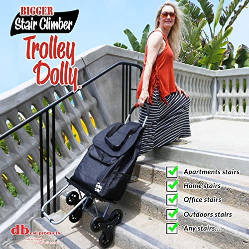 dbest products Stair Climber Bigger Trolley Dolly, Grocery Shopping Foldable Cart Condo Apartment