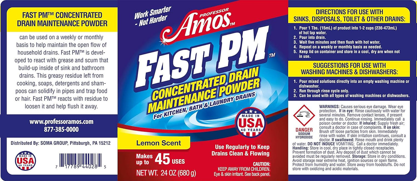 "Professor-Amos" fast-pm Drain Maintenance Powder 24 oz. New & Sealed