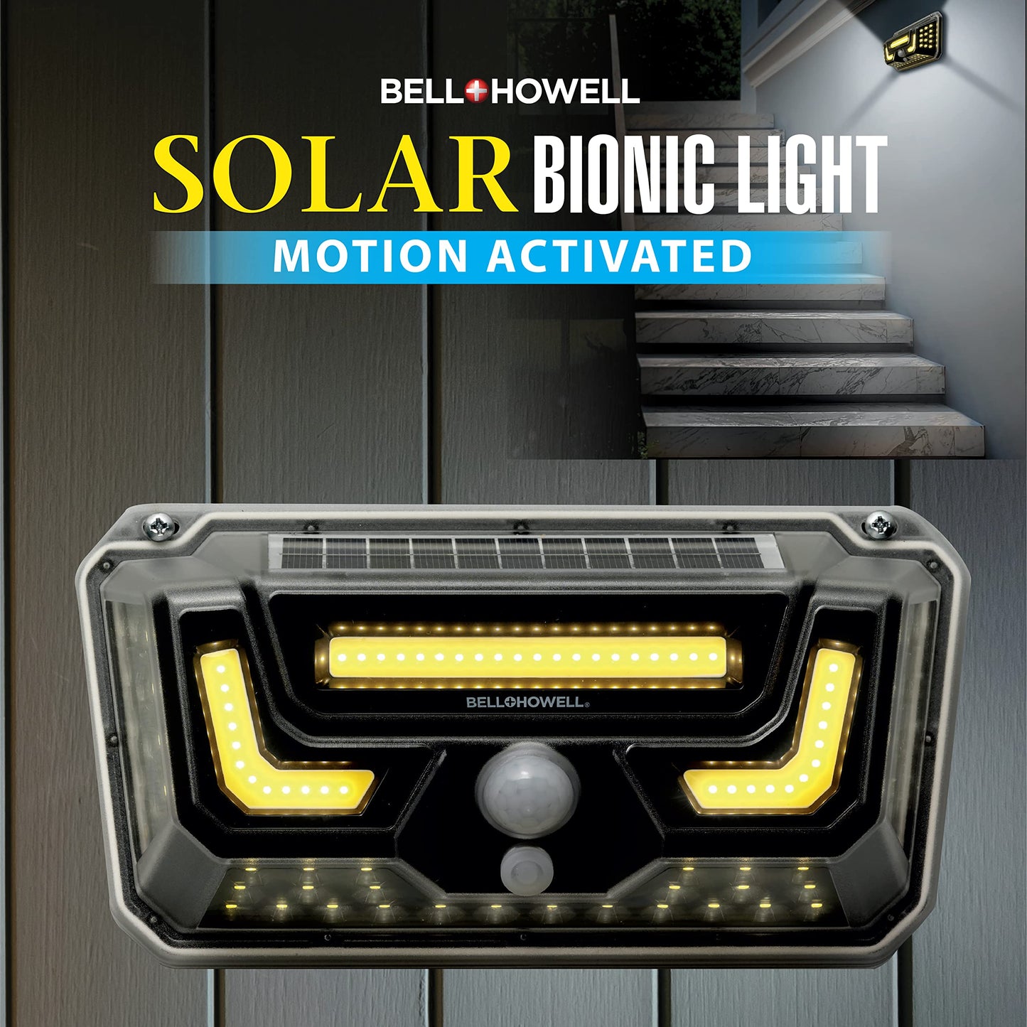 Bell+Howell Solar Bionic Wall Light Solar Lights Outdoor with Motion Sensor