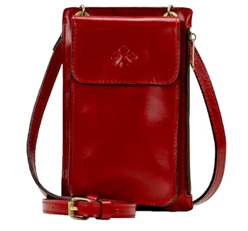 Patricia Nash Chiavella Leather Phone Crossbody Wallet RFID Ruby Red