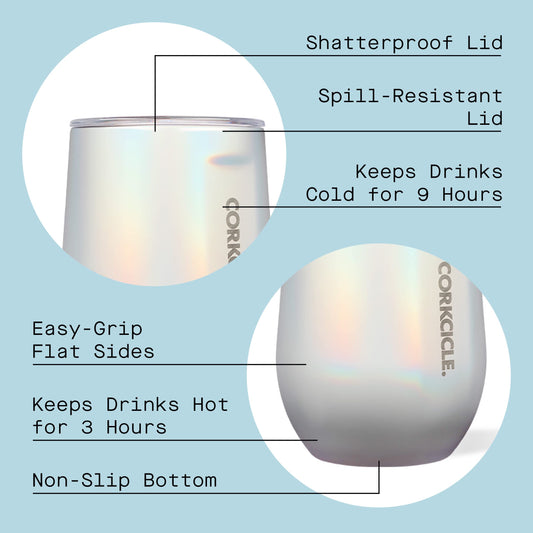 Corkcicle Origins Stemless Cup - Triple Insulated Stainless Steel Travel Wine Cup Tumbler for Coffee, Wine, Champagne and Cocktails - Leakproof, Reusable, BPA-Free, Dishwasher Safe- Copper