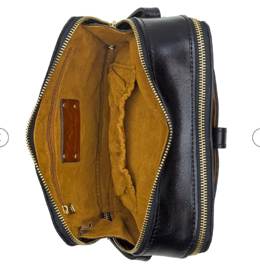 Patricia Nash Alessa Leather Crossbody Bag Black w/Dustbag