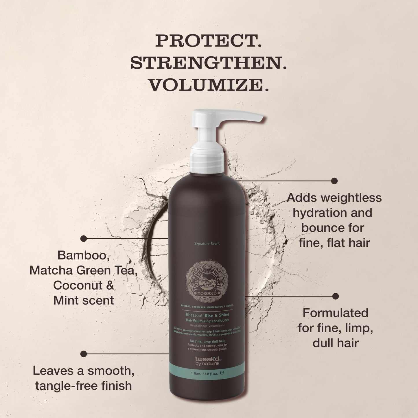 Tweak’d by Nature - Rise & Shine Volumizing and Thickening Conditioner for Fine Hair, Hydrating Hair Care for Soft, Tangle-Free Finish, Cruelty Free (33.8 ounces)