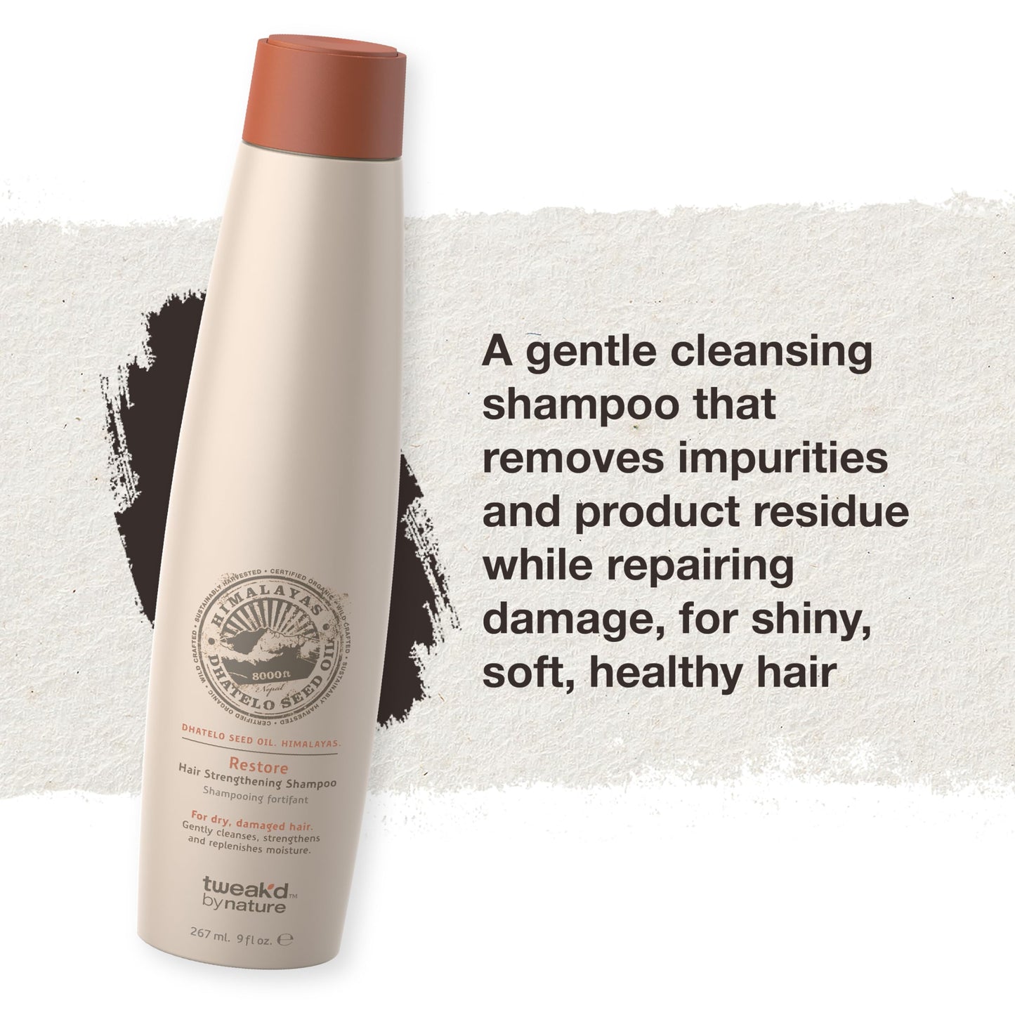 Tweak’d by Nature - Restore Hair Strengthening Shampoo, Ultra-Moisturizing for Dry Damaged Hair, Leaves Hair Shiny and Soft, Cruelty Free