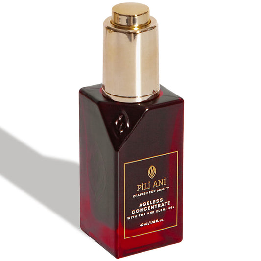 Pili Ani Ageless Concentrate – The perfect hydrating facial oil for daytime use, made with Pure Pili Oil and Elemi Oil for radiant and glowing skin. Vitamin E oil for face skincare 1.35 oz.