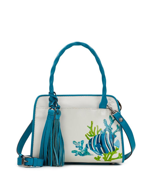 Paris Satchel with Tassel - Striped Fish Spot Print