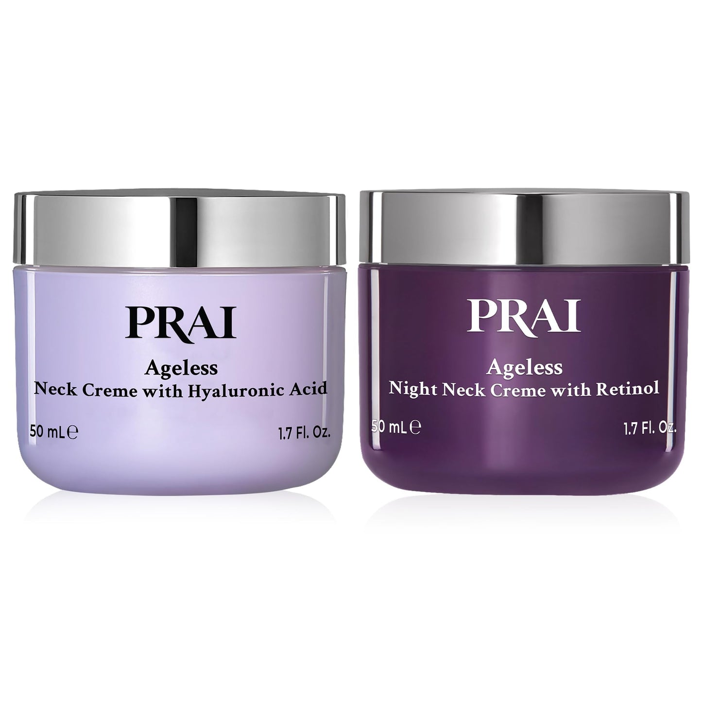 PRAI Beauty Ageless Day & Night Neck Kit | 1 Throat & Decolletage Day Creme and 1 Throat & Decolletage Night Creme | Skin Tightening Cream Set for Instantly Ageless Neck