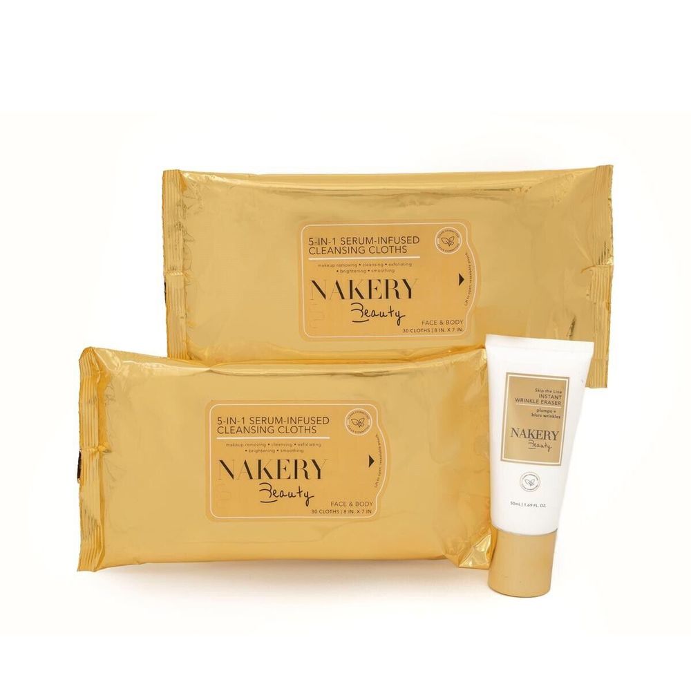 Nakery Skip the Line Wrinkle Eraser & Serum Infused 60 Cloths Set not sealed