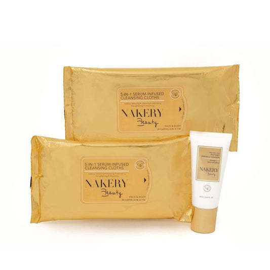 Nakery Skip the Line Wrinkle Eraser & Serum Infused 60 Cloths Set not sealed