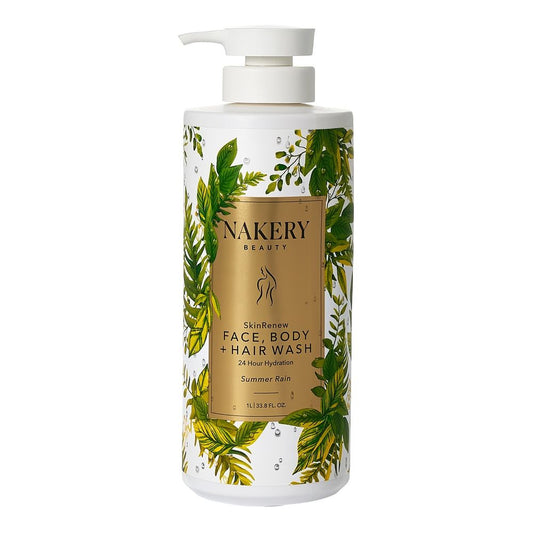 Nakery SkinRenew Summer Rain Face Body & Hair Wash 1L/33.8oz With Pump New
