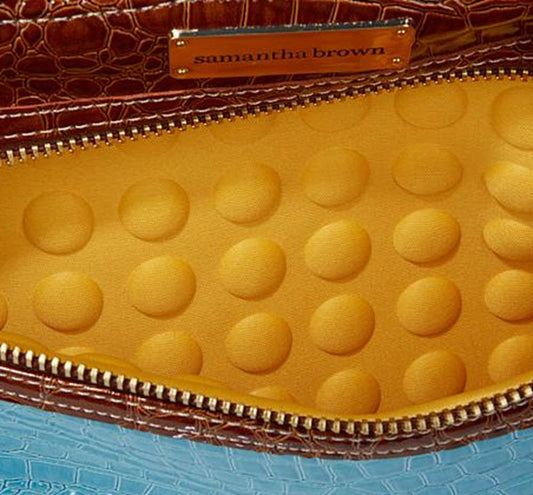 Samantha Brown Nylon and Croco-Embossed Dowel Bag Black