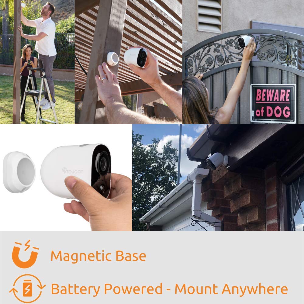 TOUCAN 1080P Wireless Outdoor Waterproof Night Vision Camera, Works with Alexa