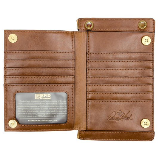 Patricia Nash Isabela Leather Phone Crossbody Organizer Bag, 4.875" L x 1.375" W x 7.625" H, 22.5-25.5" Strap, RFID Protection