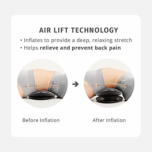 Homedics Lumbar Lift Back Stretcher with Vibration Massage and Soothing Heat, Air Lift Technology, Adjustable Intensity, 2 Auto Programs, Compact and Portable, Increases Flexibility, Relieves Pain