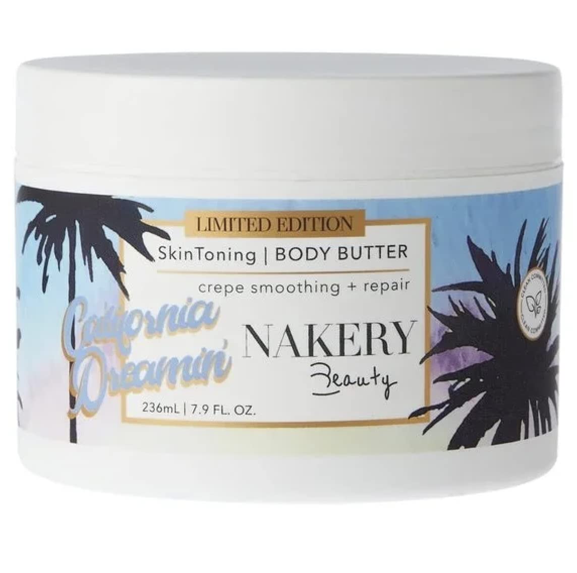 Nakery Beauty Limited Edition California Dreamin' SkinToning Body Butter | Crepe Smoothing + Repair | Infused with Niacinamide, Caffeine, Tri-Hyaluronic Acid