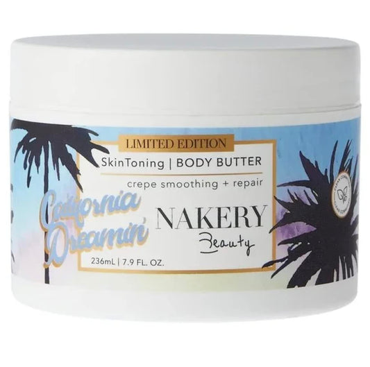 Nakery Beauty Limited Edition California Dreamin' SkinToning Body Butter | Crepe Smoothing + Repair | Infused with Niacinamide, Caffeine, Tri-Hyaluronic Acid