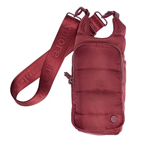 Samantha Brown Water Bottle Carier Quilted Crossbody (Burgundy)