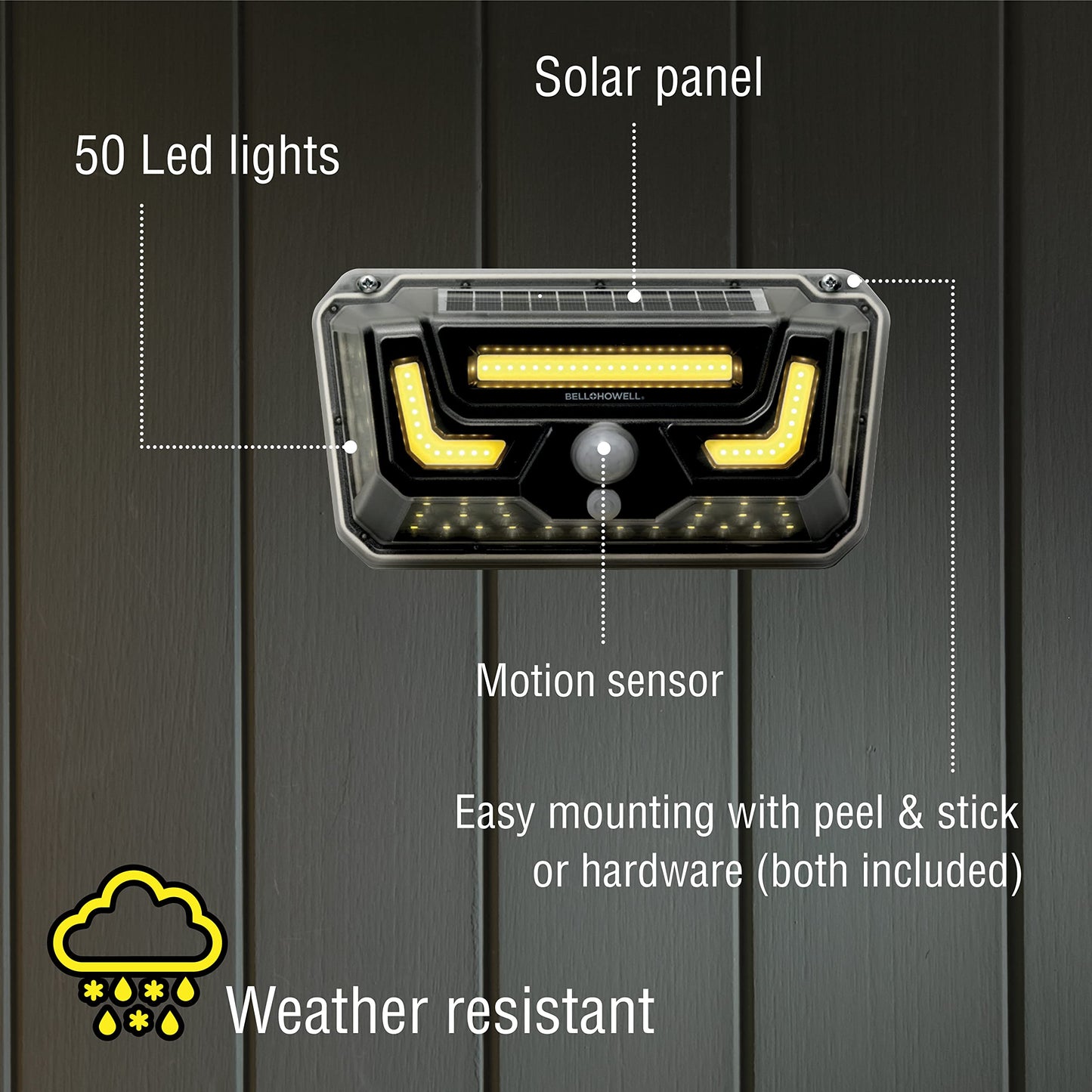 Bell+Howell Solar Bionic Wall Light Solar Lights Outdoor with Motion Sensor