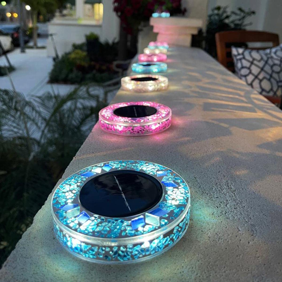 Bell and Howell Mosaic Solar Disk Lights 6-Pack - Tan, 0.83''H x 4.53'' Diameter each (732-725)