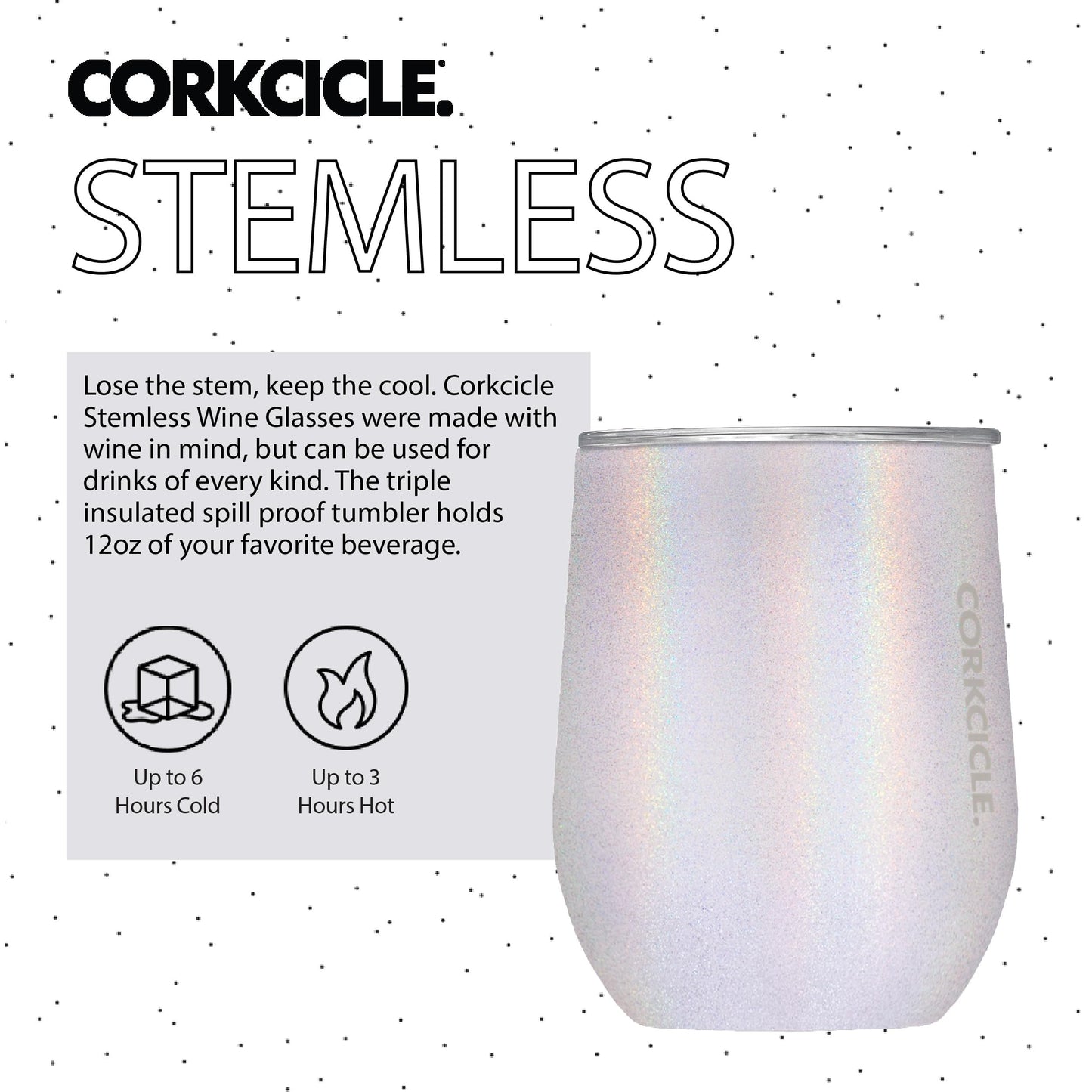 Corkcicle Stemless Insulated Wine Glass Tumbler, 12 oz – Stainless Steel Stemless Wine Glass Keeps Beverages Cold for 6 Hrs, Hot for 3 Hrs