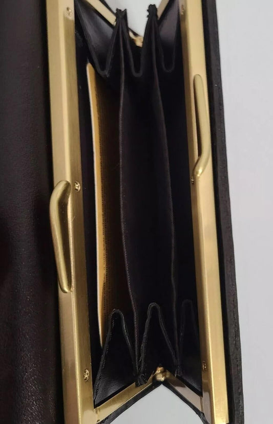 Patricia Nash Woodstock Leather Frame Tri-fold Wallet with RFID Protection - Black -