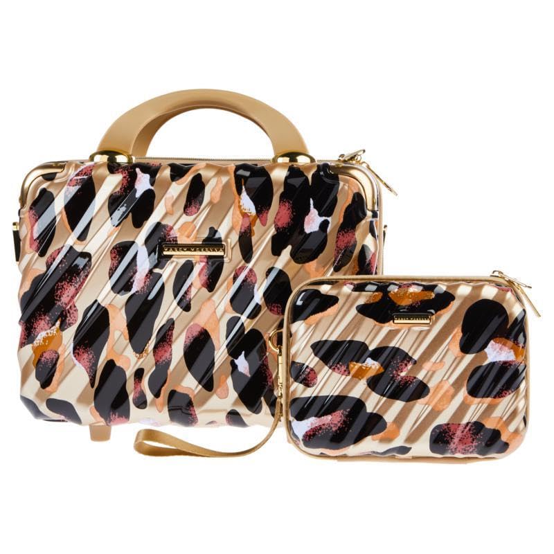 Marcy McKenna Hamptons Beauty Case Bundle - (1) Big and (1) Mini, Leopard