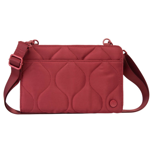 Samantha Brown To-Go RFID Blocking Quilted Travel Wallet Crossbody, Burgundy