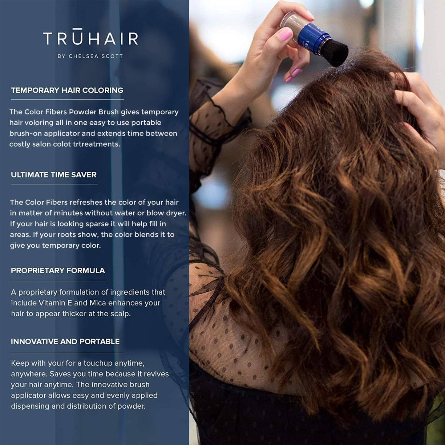 Color & Lift with Thickening Powder - Available in 10 Hair Colors - Root Cover Up - Temporary Hair Coloring Brush that Refreshes Hair