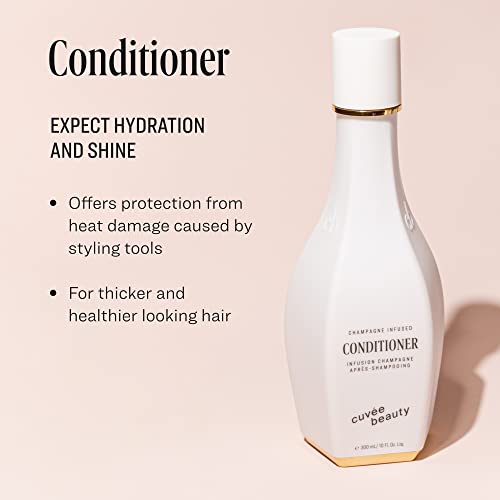 Cuvee Conditioner - 10 fl oz - Softens, Strengthens, Hydrates & Protects Hair - Includes Hyaluronic Acid - Champagne-Infused Formula with Resveratrol & Ceramides - Color Safe