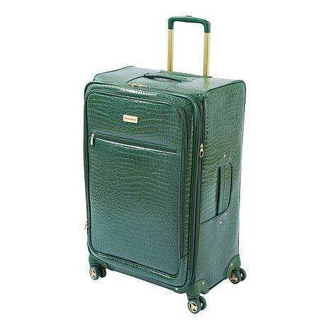 Samantha Brown 30" Exp Spinner luggage - Durable croco-embossed PVC - Deep Green -