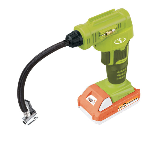 Sun Joe 24V-AJC-LTX-SJG 24-Volt IONMAX Cordless Portable Air Compressor Kit, w/ 1.5-Ah Battery, Charger, Storage Bag, and Nozzle Adapters