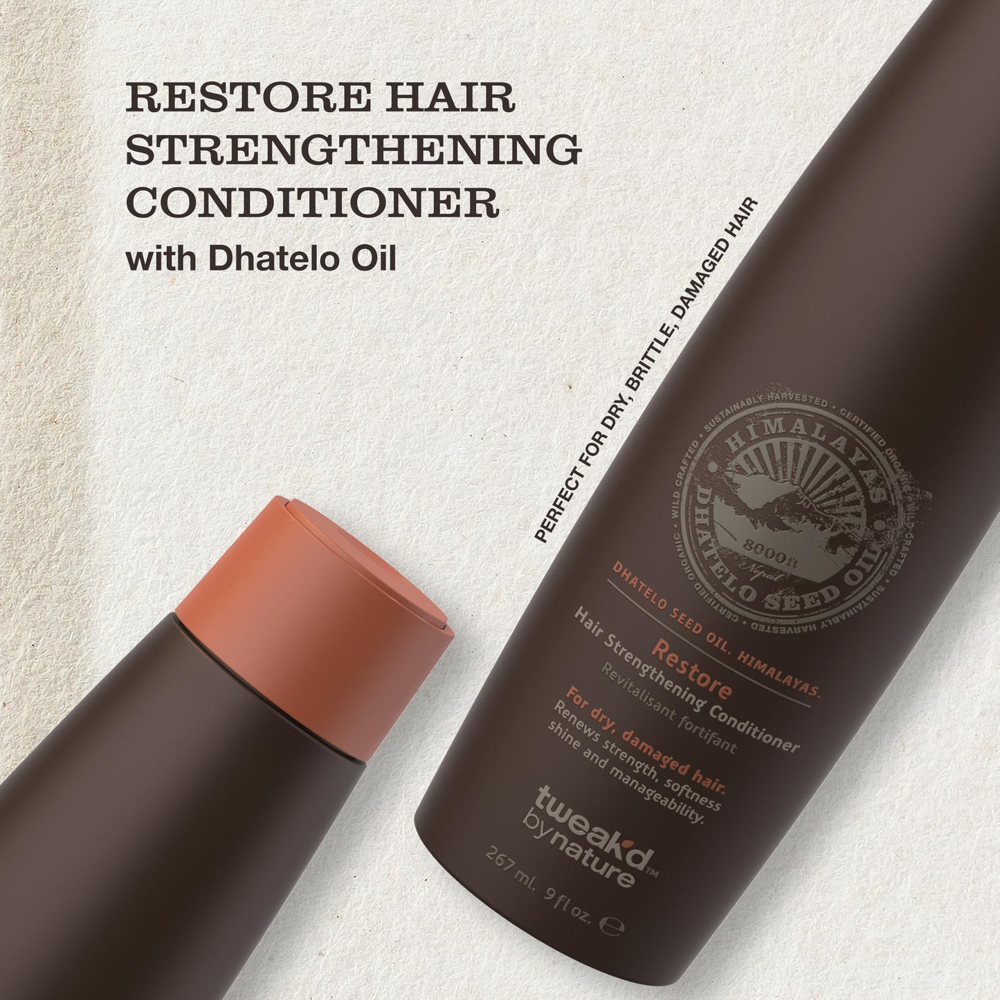 Tweak’d by Nature - Restore Hair Strengthening Shampoo, Ultra-Moisturizing for Dry Damaged Hair, Leaves Hair Shiny and Soft, Cruelty Free