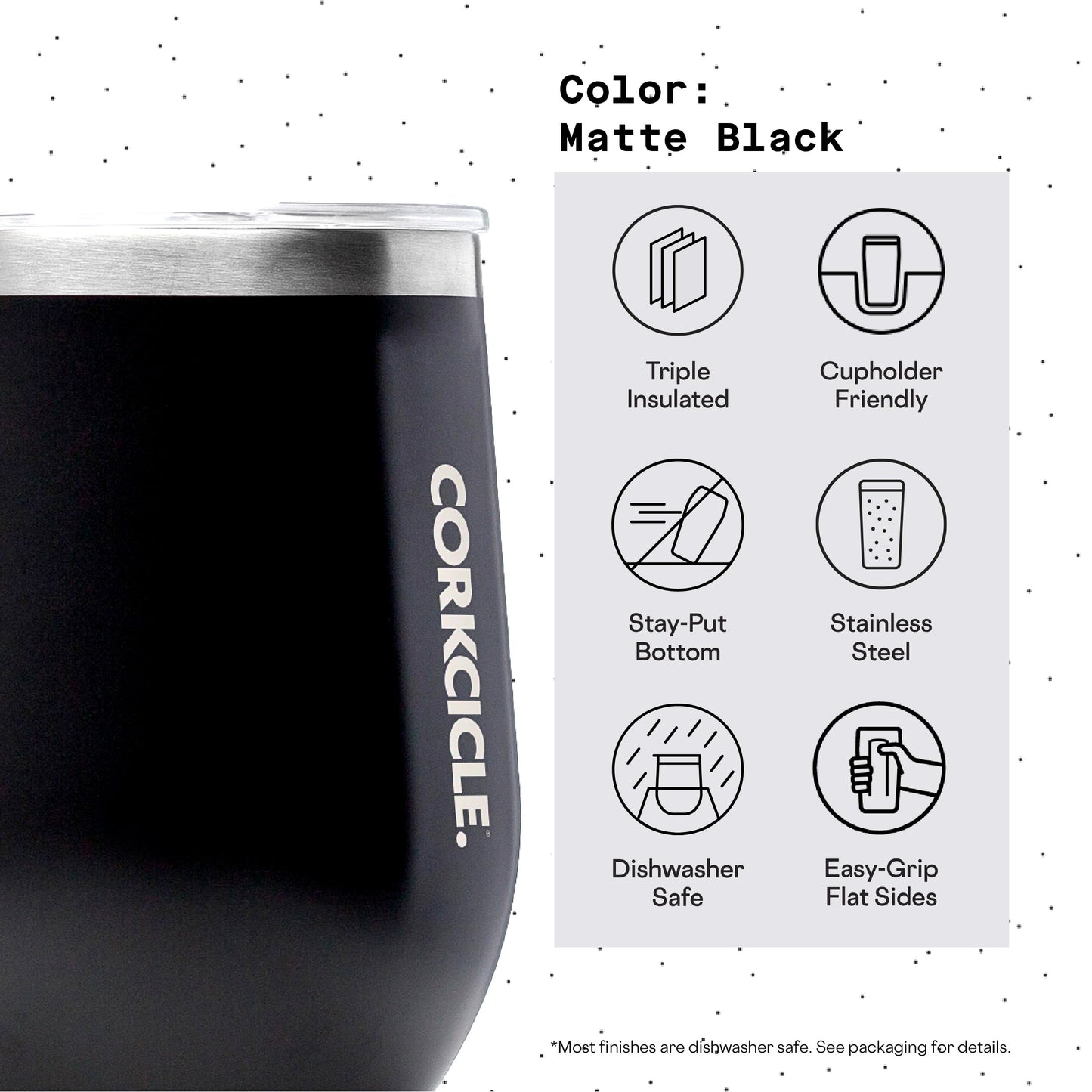 Corkcicle Stemless Insulated Wine Glass Tumbler, 12 oz – Stainless Steel Stemless Wine Glass Keeps Beverages Cold for 6 Hrs, Hot for 3 Hrs