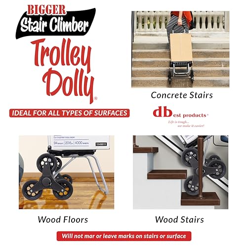 dbest products Stair Climber Bigger Trolley Dolly, Grocery Shopping Foldable Cart Condo Apartment