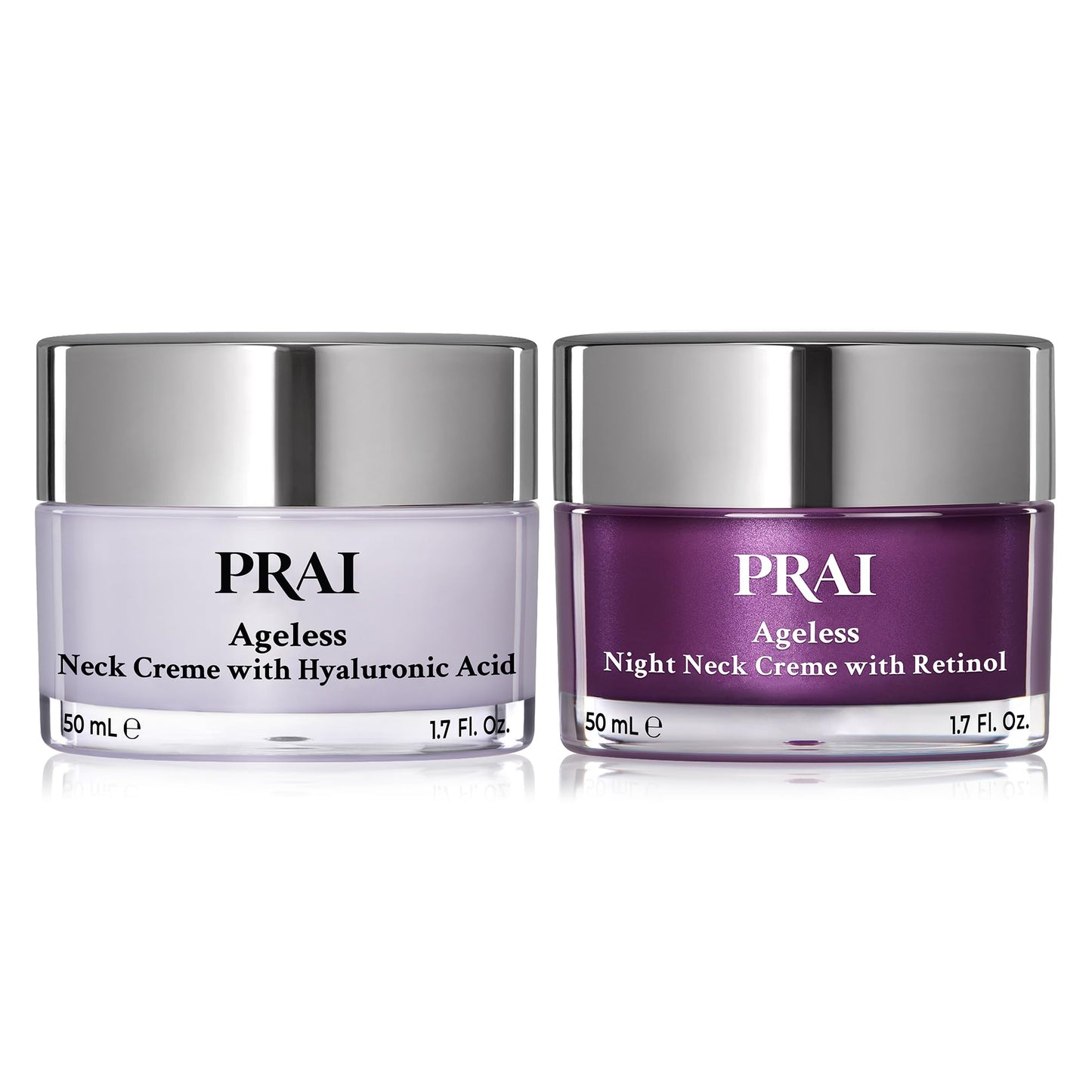 PRAI Beauty Ageless Day & Night Neck Kit | 1 Throat & Decolletage Day Creme and 1 Throat & Decolletage Night Creme | Skin Tightening Cream Set for Instantly Ageless Neck