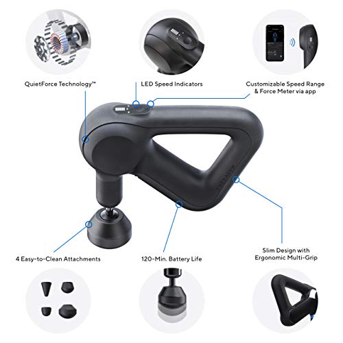 TheraGun Prime Quiet Deep Tissue Therapy Massage Gun - Bluetooth Enabled, Electric Percussion Massage Gun & Personal Massager for Pain Relief in Neck, Back, Leg, Shoulder and Body