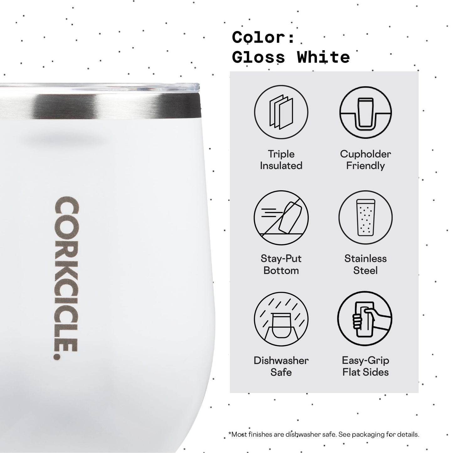 Corkcicle Stemless Insulated Wine Glass Tumbler, 12 oz – Stainless Steel Stemless Wine Glass Keeps Beverages Cold for 6 Hrs, Hot for 3 Hrs
