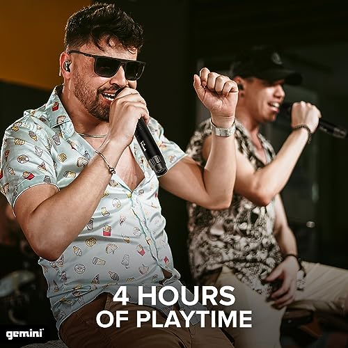 Gemini Sound Pro Audio GMU Plug and Sing Karaoke DJ Bluetooth Wireless UHF Band Handheld Microphone with Cordless 1/4" Inch Jack Transmitter Adapter for Speakers