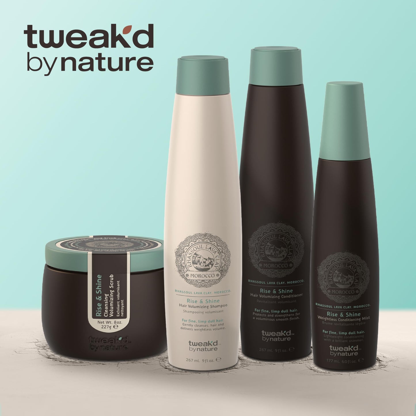 Tweak’d by Nature - Rise & Shine Volumizing and Thickening Shampoo and Conditioner Set for Fine Hair, Hydrating Hair Care for Soft, Tangle-Free Finish, Cruelty Free