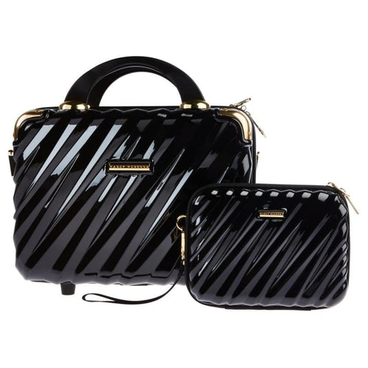 Marcy McKenna Makeup Case Bundle, 12L x 6.8W x 9.5H inches and Mini Case 7.5L x 5.5W x 2.6H inches, Black