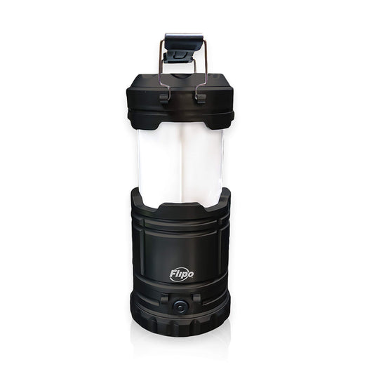 Slide-N-Glo 3-IN-1 Collapsible LED Lamp, Flashlight and Realistic Flickering Flame Effect Lantern - For Indoor Use To Outdoor Camping - Survival Kit for Emergency (Hurricane) (Black)