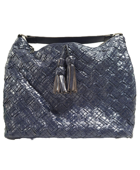 Patricia Nash Maissana Braided Leather Hobo Crossbody - Oceano -