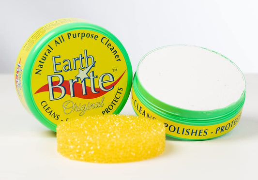 Earth Brite All Natural Multipurpose Cleaner for Bathroom, Floor, Kitchen and More | 300g Natural Clay Tub + Sponge (2-Pack) Includes Bonus Diamond Towel Cleaning Supplies Kit